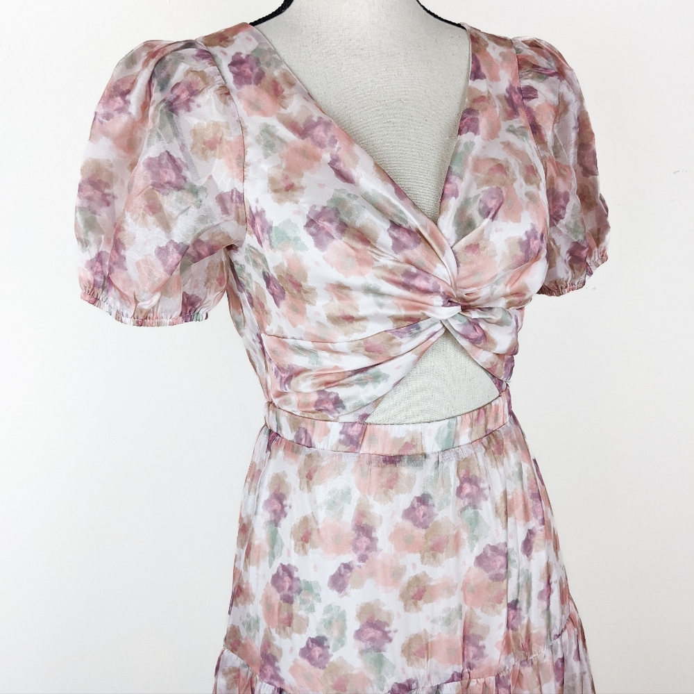 NWT Storia Watercolor Tiered Midi Dress - Picture 2 of 5